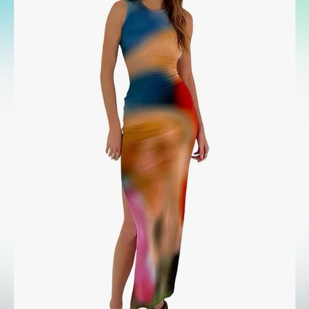 Multicolor Sleeveless Maxi Dress